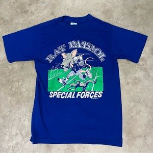 VTG 80s Seattle Seahawks Rusty Tillman T Shirt Tee Blue Tag Large (Fits Medium)